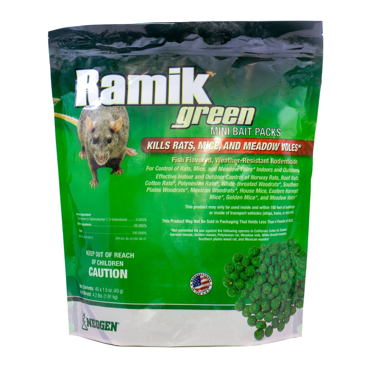 Ramik® Green Mini Bait Packs - 45 x 1.5 oz Packs - QC Supply - 