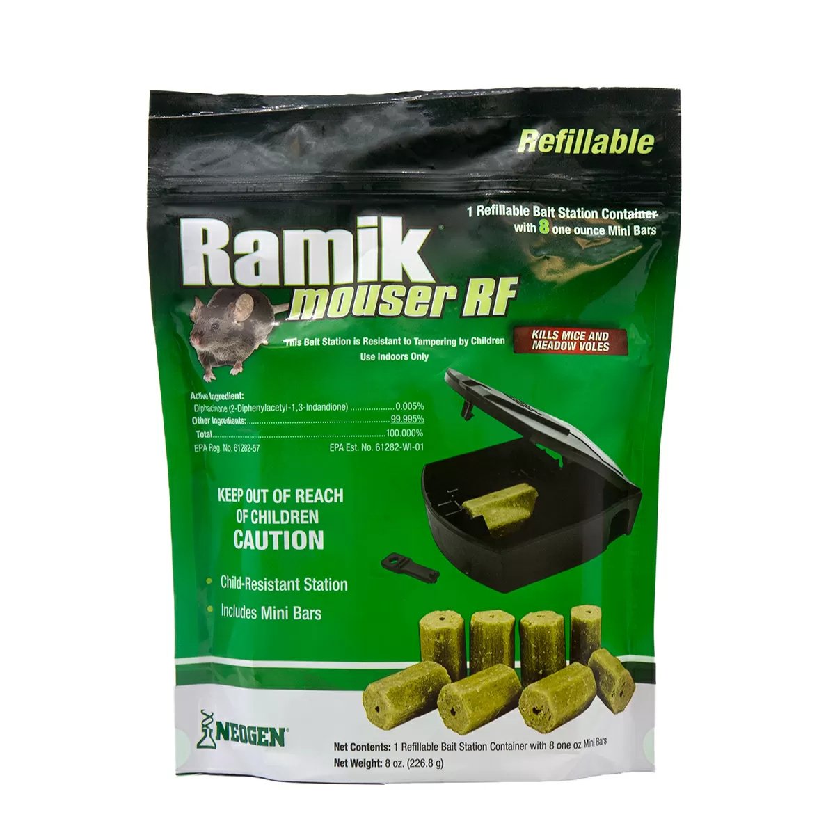 Ramik® Mouser Refillable Bait Station - 1 Station w/8 Mini Bait Bars - QC Supply - 