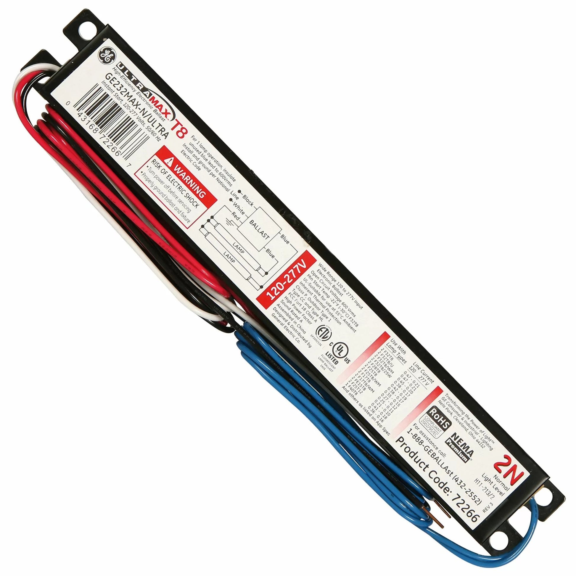 T8 Ballast - 32 Watt High Light Output Electronic Ballast (for 2 - 4' Bulb) - QC Supply - 