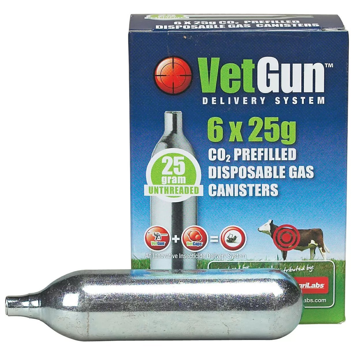 VetGun® Pre - Filled CO2 Disposable Cartridges - 6 x 25 gm - QC Supply - 