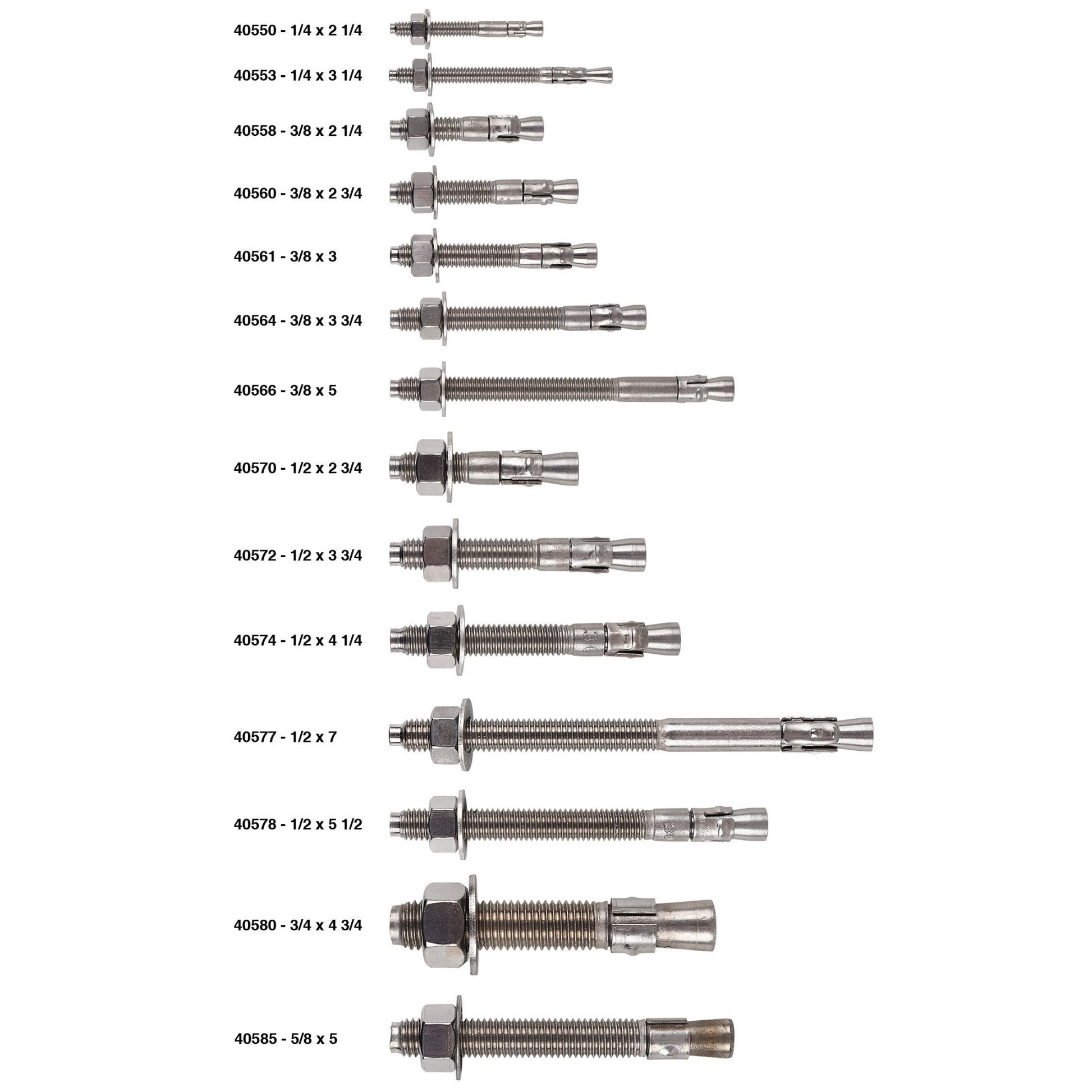 WedgeType Expansion Stainless Steel Anchor Bolts - QC Supply - 