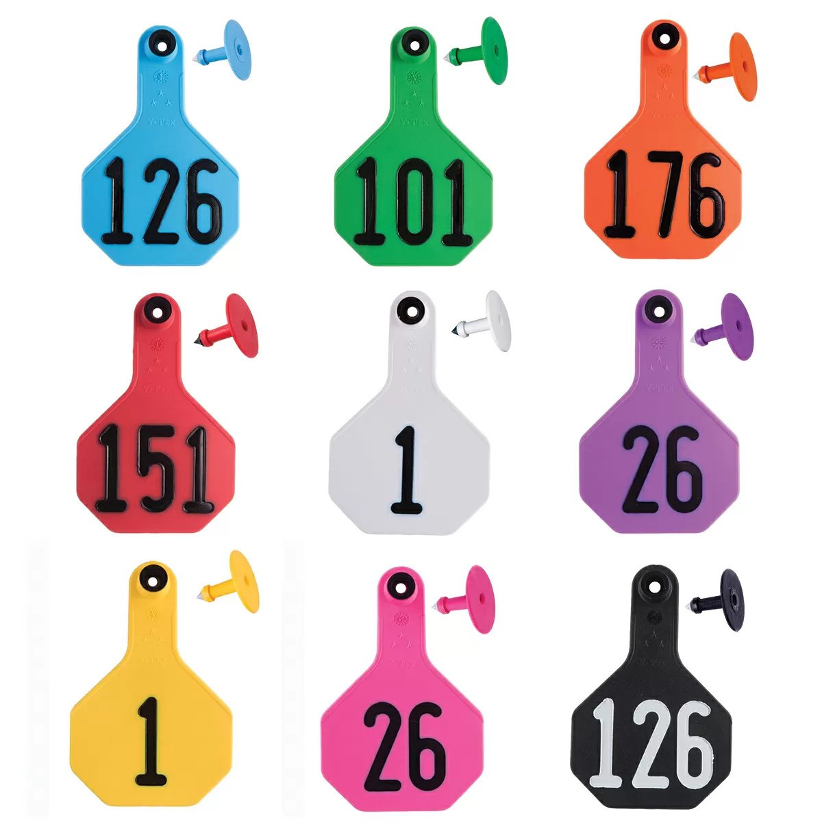 Y - Tex® 3 - Star Medium Cattle Numbered Ear Tags - Numbered 25/Bag - QC Supply - 