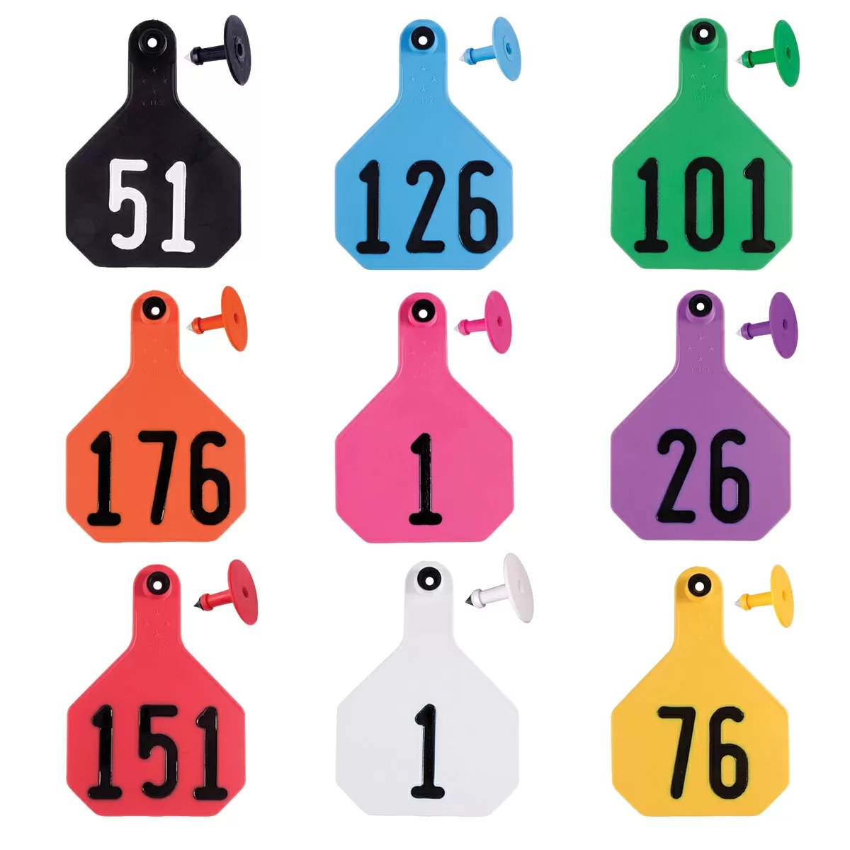 Y - Tex® 4 - Star Large Cattle Ear Tags - Numbered 25/Bag - QC Supply - 