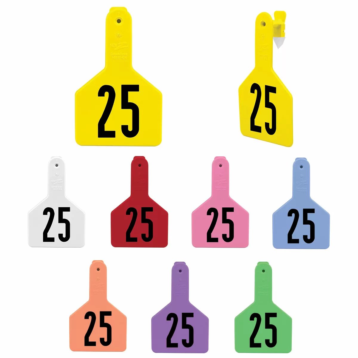 Z Tags® Numbered Long - Neck Calf Ear Tag - No - Snag Tags® - 25/Bag - QC Supply - 