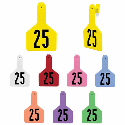 Z Tags® Numbered Long - Neck Calf Ear Tag - No - Snag Tags® - 25/Bag - QC Supply - 