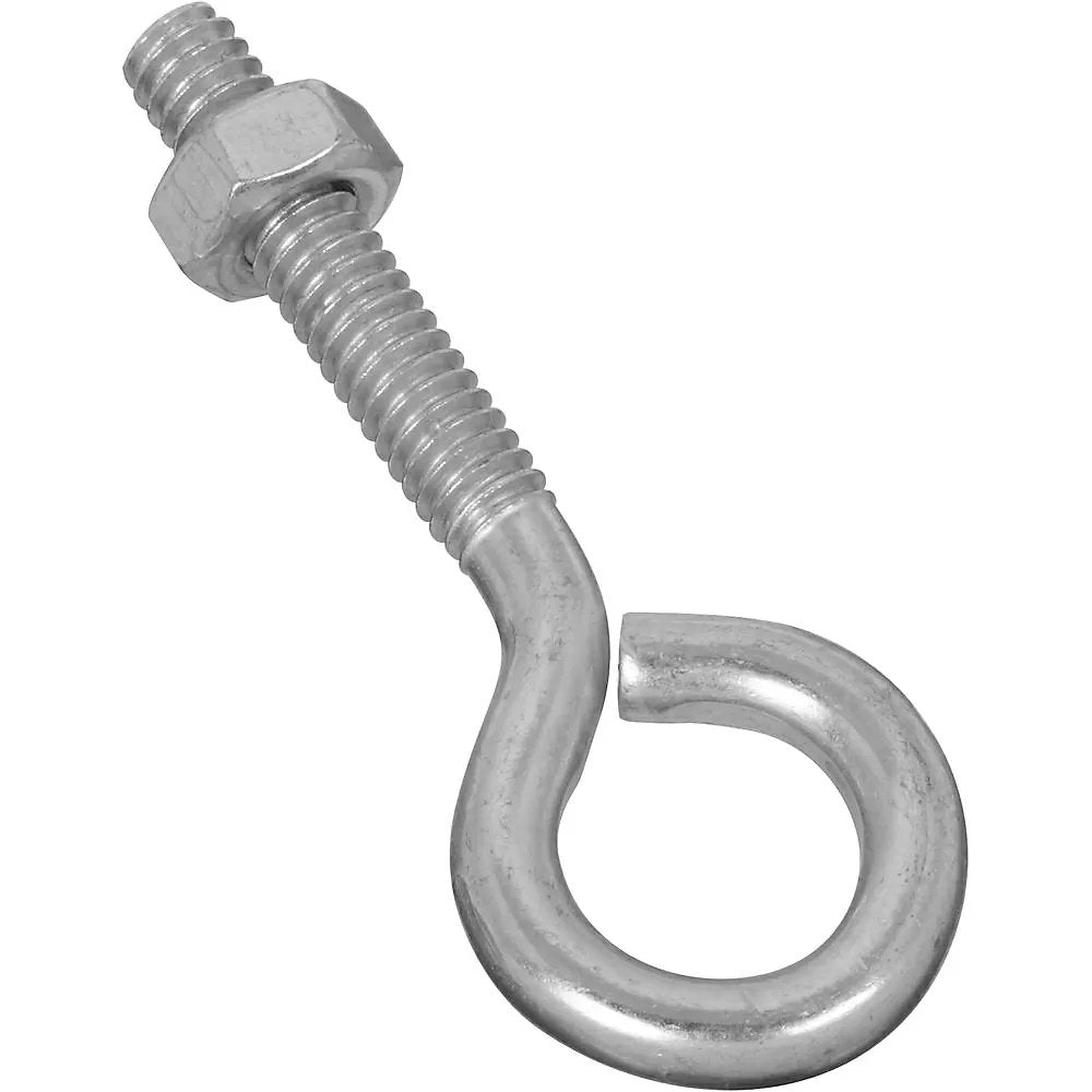 Zinc Eye Bolt With Nut - 1/4" x 2 1/2" - QC Supply - 