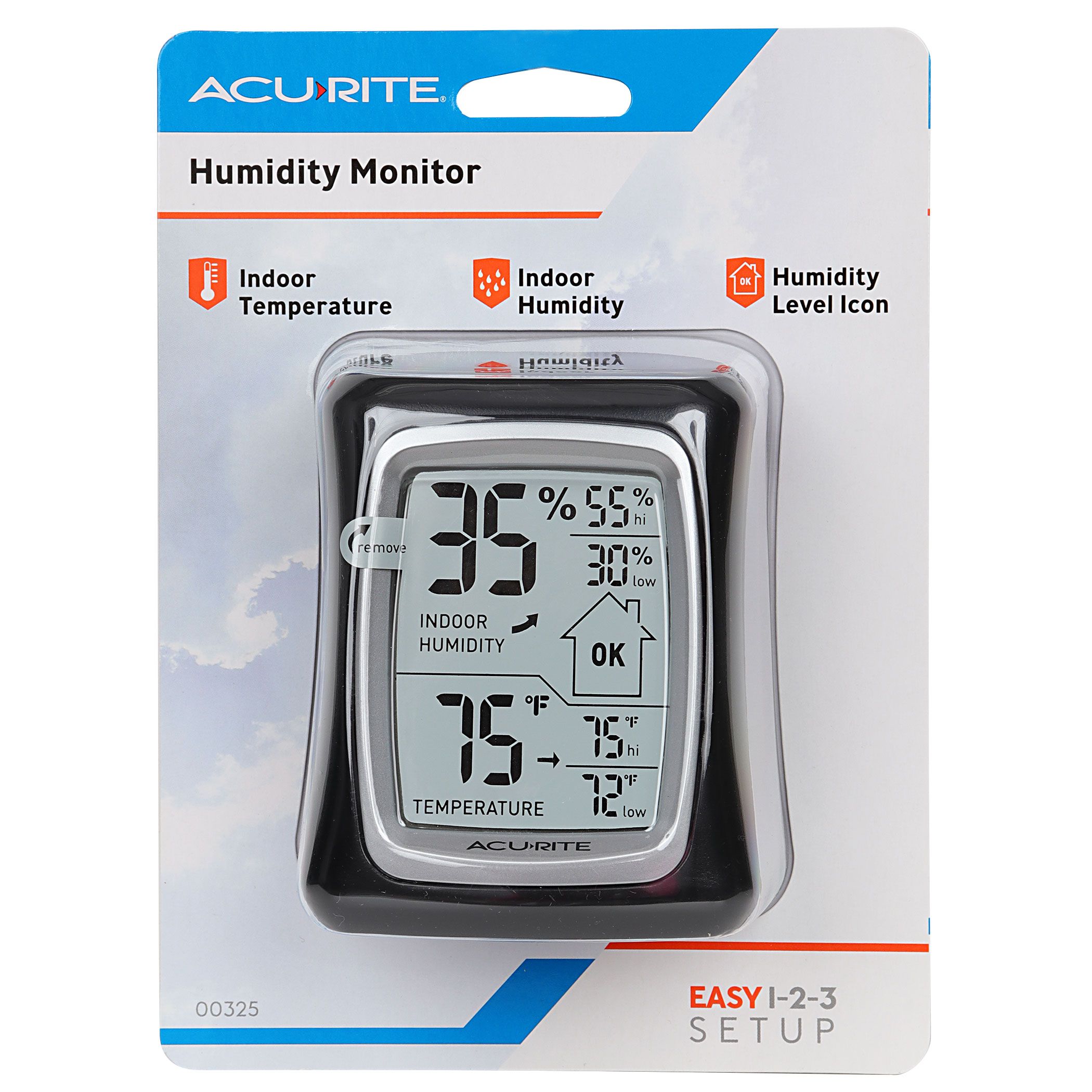 AcuRite 00325 Indoor Thermometer & Hygrometer with Humidity Gauge Black,... 