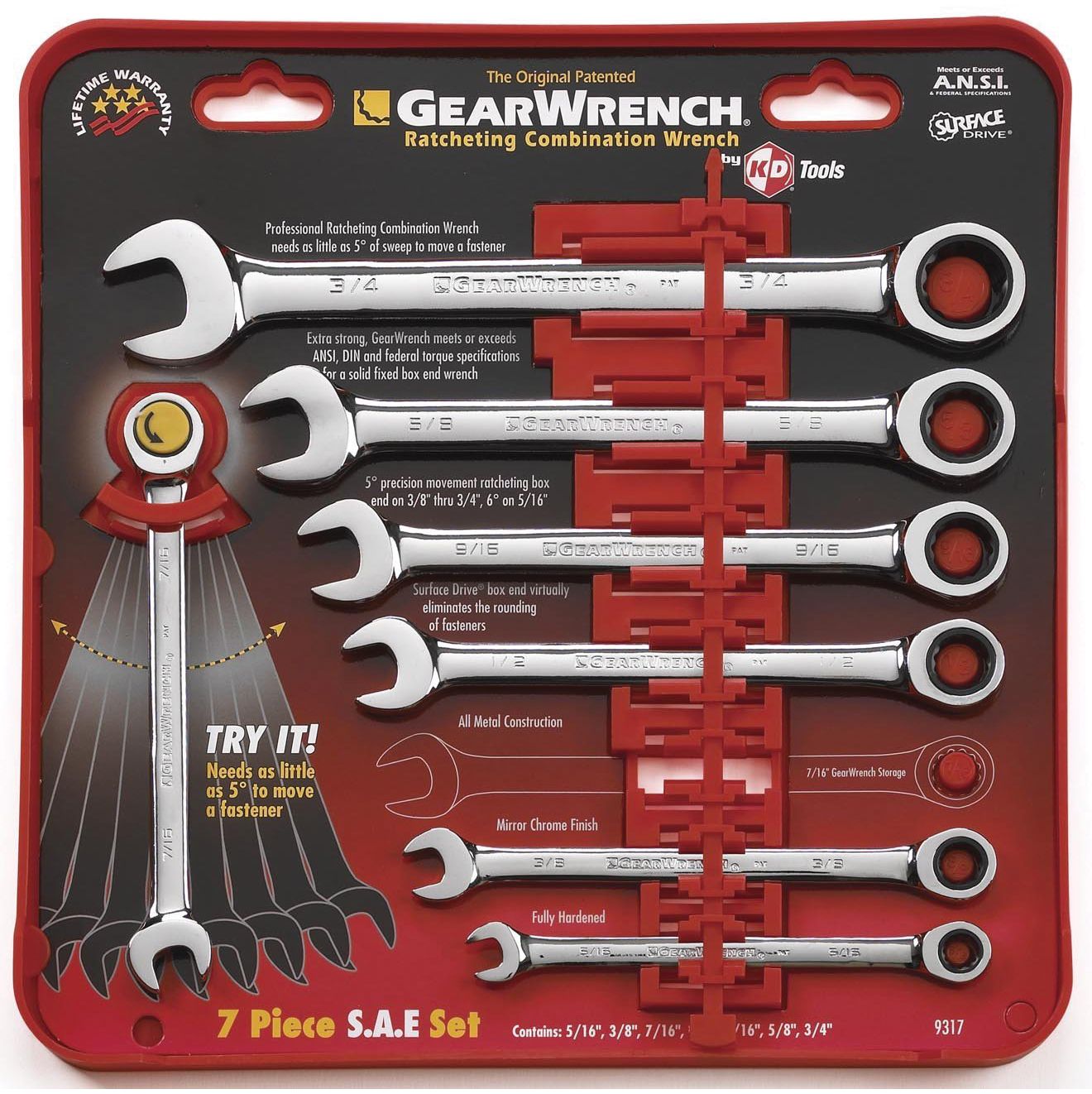 GearWrench® 7-Piece Ratcheting Combination Wrench Set - SAE