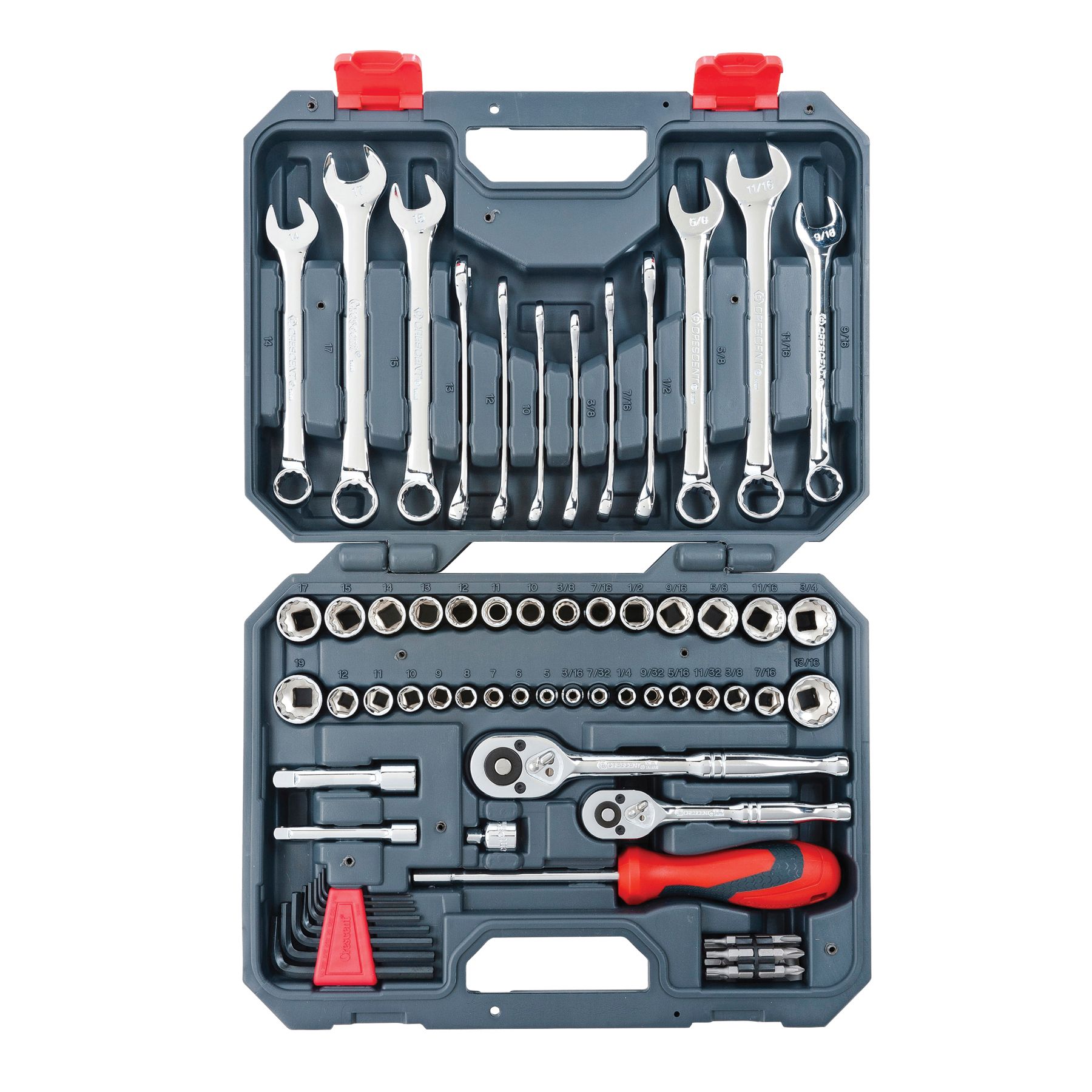 Crescent 90 PC Mechanics Tool Set W Ratcheting Wrenches SAE & Metric CTK90 for sale online 
