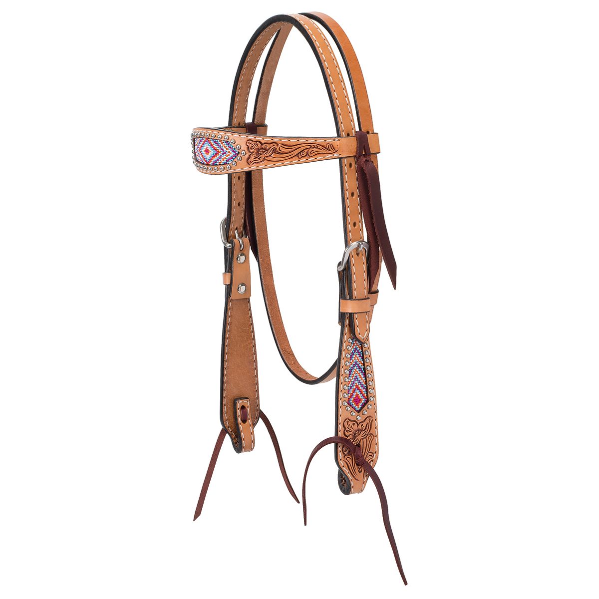 Weaver Leather Pink Embroidered Boot Stitch Browband Headstall Sunset 