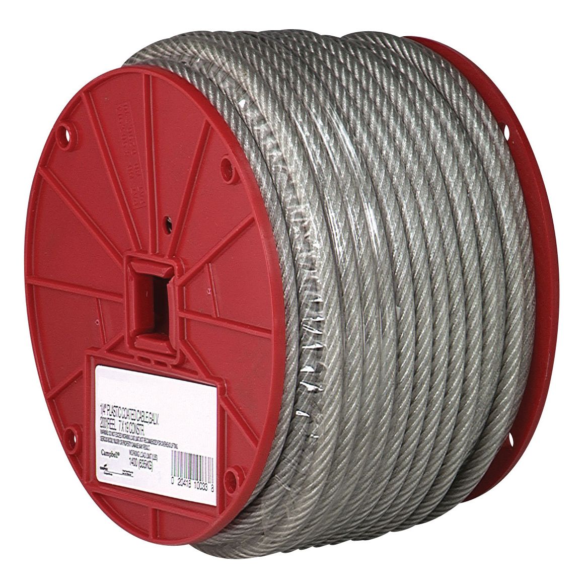 500 500 ft Reel Clear Vinyl Coated Cable: 50 7x7 Construction 1/16 Coated to 3/32 Diameter 100 250 1000 2500 Ft