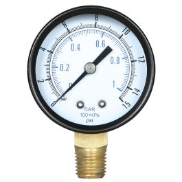 NEW Weiss 0-15 psi Process Pressure Gauge 1/2" NPT 4.5" Face NF4UGY23952L USA 