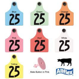Allflex Global Maxi Numbered Cattle Ear Tags Yellow 1-25 